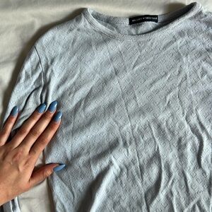 brandy melville baby blue heart long sleeve tee